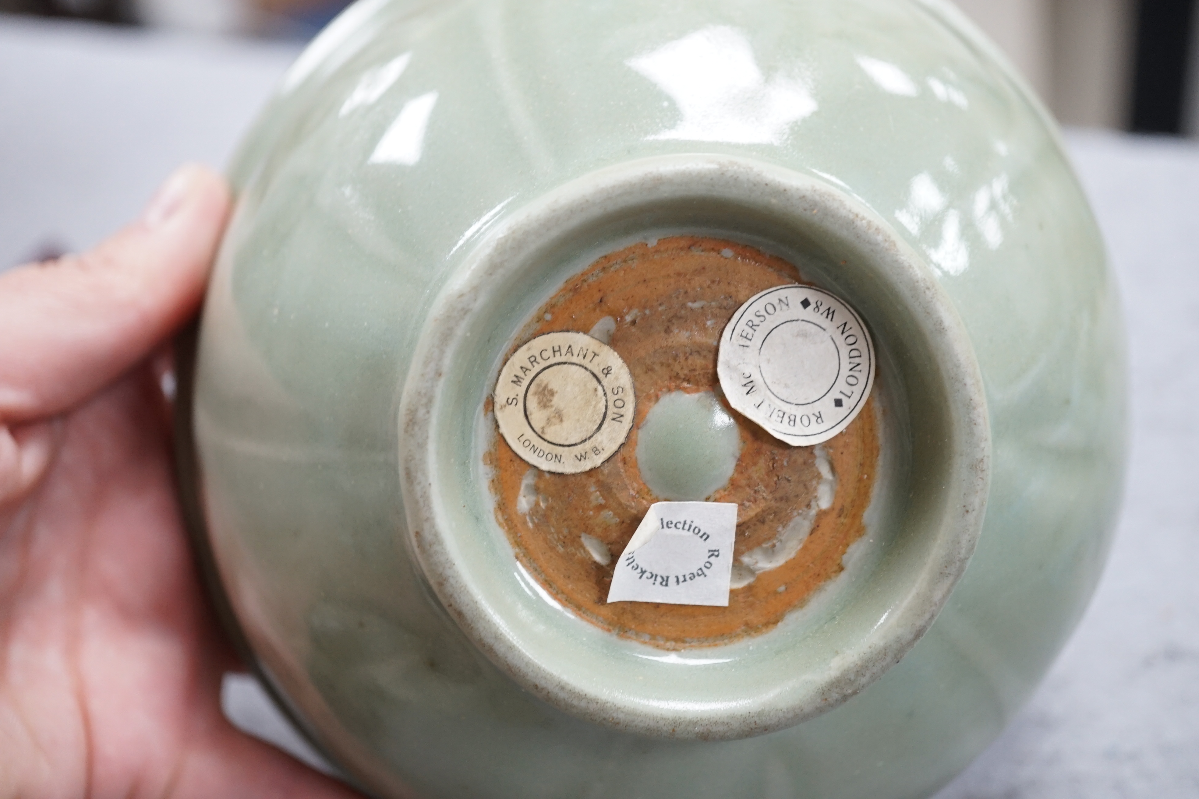 A Chinese Longquan celadon bowl, Yuan Dynasty
